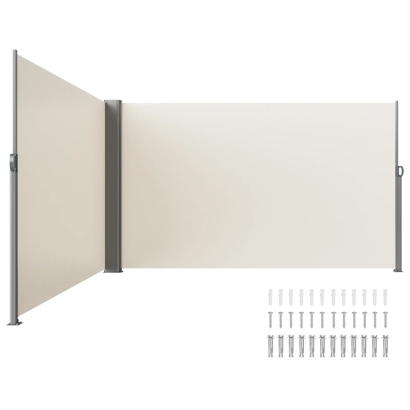 【Summerfinds】VEVOR Retractable Side Awning 71''x 236'' Aluminum Outdoor Privacy Screen280g Polyester Water-proof Retractable Patio ScreenUV 30+ Room Divider Wind Screen for PatioBackyardBalconyBeige, Patio Decor Privacy, Adjustable Length Panels,campin