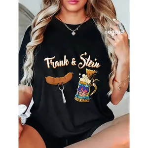 100% Cotton Frank & Stein Oktoberfest Funny Bratwurst Beer German Food T-Shirt