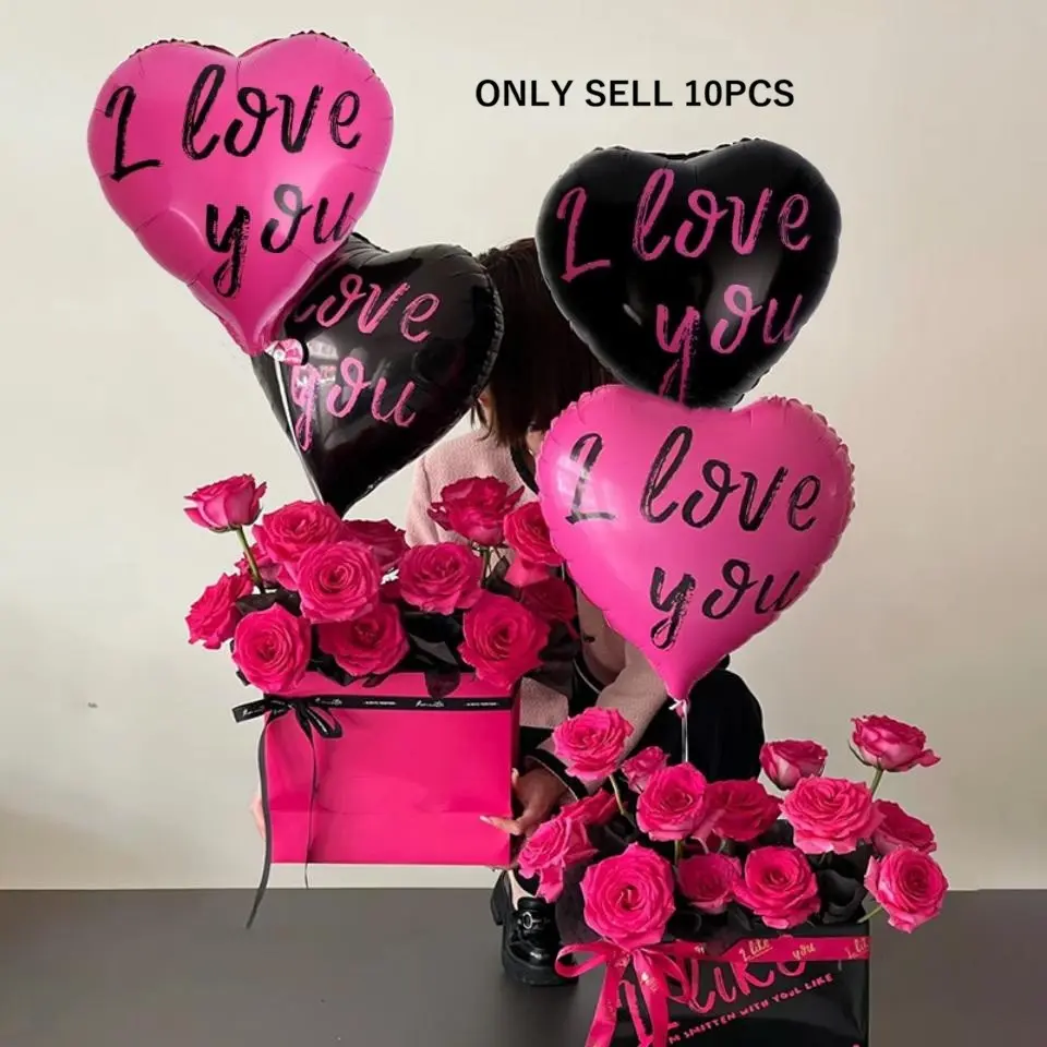 Heart Shaped Balloon, 10pcs/set Letter Print Balloon Set, Letter Balloons, Balloon Kit, Atmosphere Scene Layout Decoration Supplies, Balloon Decorations for Wedding Anniversary Party