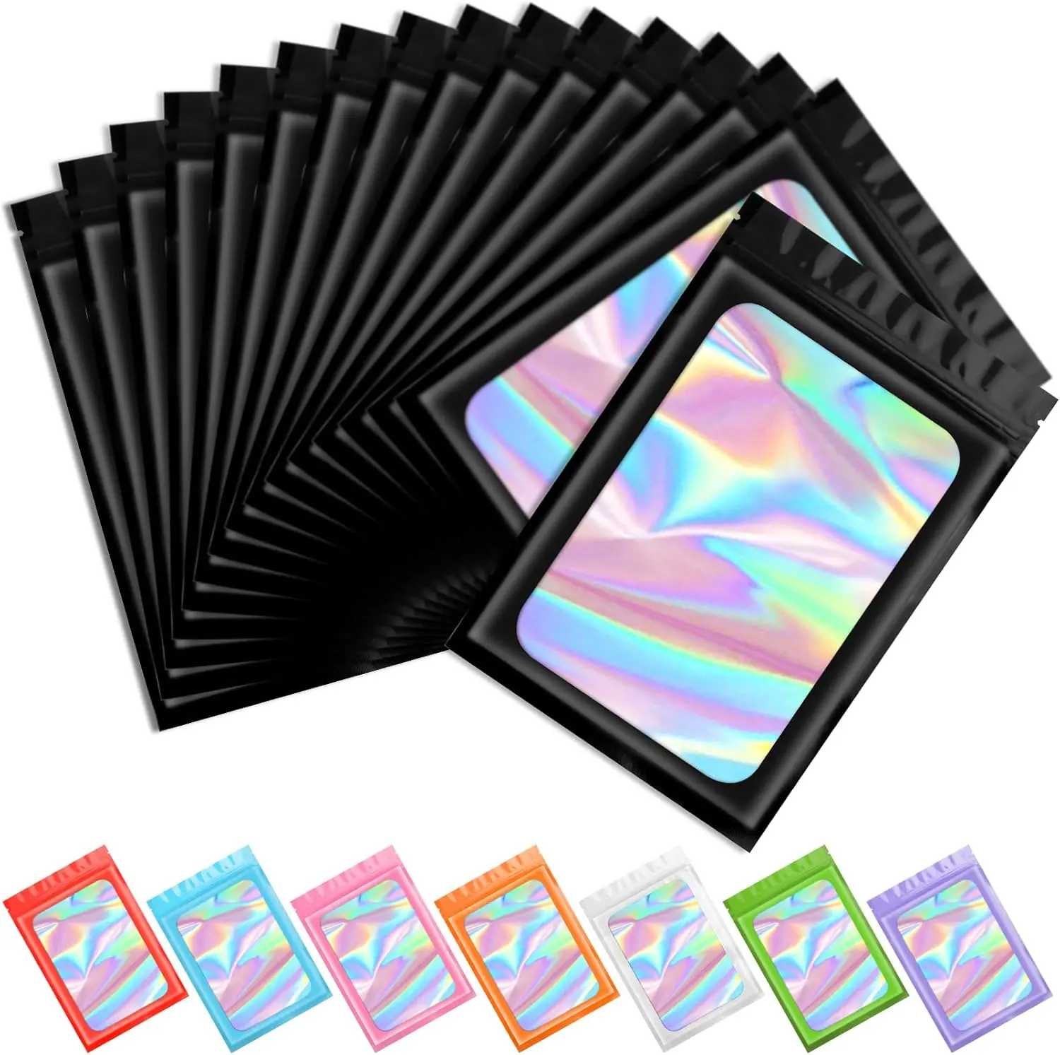 100 pcs Black Mylar Holographic Bags Packaging Bags,Clear Resealable Bag Foil Pouch Bag for Food Storage and Lipgloss,Jewelry,Eyelash Packaging for Small Business(2.4x3.9Inch) - TikTok Shop 100 pcs Black Mylar Holographic Bags Packaging Bags,Clear Resealable Bag Foil Pouch Bag for Food Storage and Lipgloss,Jewelry,Eyelash Packaging for Small Business(2.4x3.9Inch) - TikTok Shop