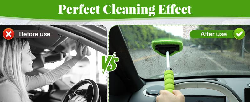 Windshield Cleaning Tool, Microfiber Car Window Cleaner with 4 Reusable and Washable Microfiber Pads and Extendable Handle Windshield Cleaning Tool, Microfiber Car Window Cleaner with 4 Reusable and Washable Microfiber Pads and Extendable Handle