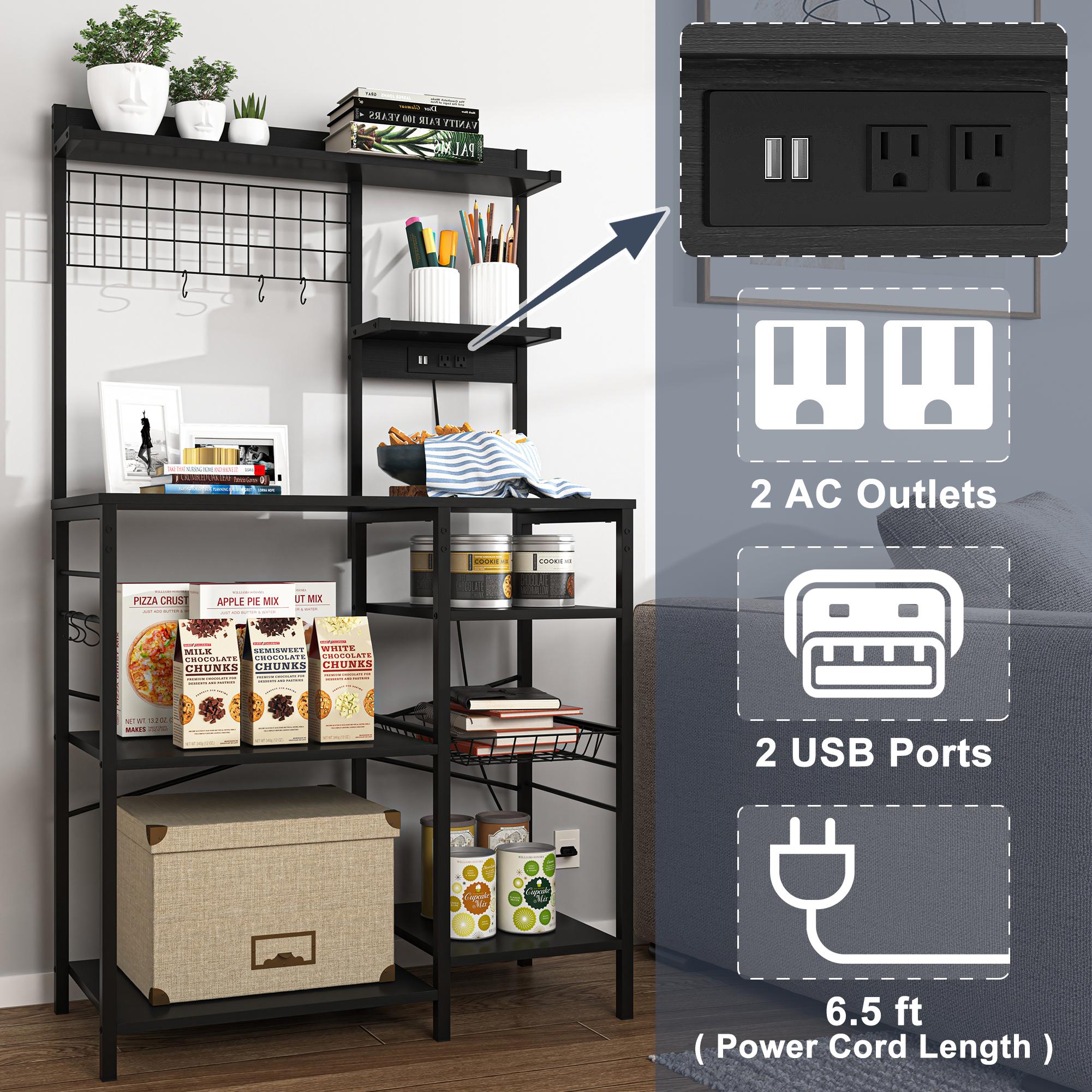 Multifunctional Kitchen Shelf Kitchen Bakers Rack with Storage, 5-Tier Microwave Oven Stand Shelf , Freestanding Utility Kitchen Storage Rack Organiser