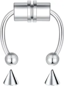 Nose Rings Hoops Fake Nose Ring Fake Septum Fake Lip Rings Fake Septum Piercing Fake Nose Piercing Fake Nose Hoop Double Hoop Nose Ring Fake Double Nose Ring Nose Cuffs Faux Nose Rings Clip On Cartilage Hoop Earring Magnetic Nose Ring Magnetic S, 1 Pcs