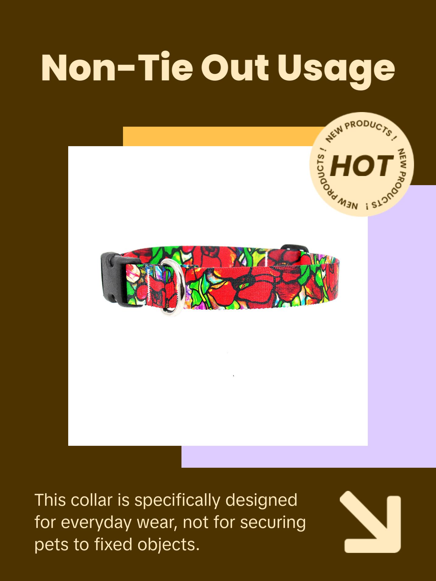 Tiffany Poppies Dog Collar - Made in USA