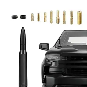 TruckAccessories #BulletAntenna - Black Billet Aluminum Bullet Antenna Mast with Premium Copper Hardware, Heavy Duty Replacement for Classic Pickup Trucks