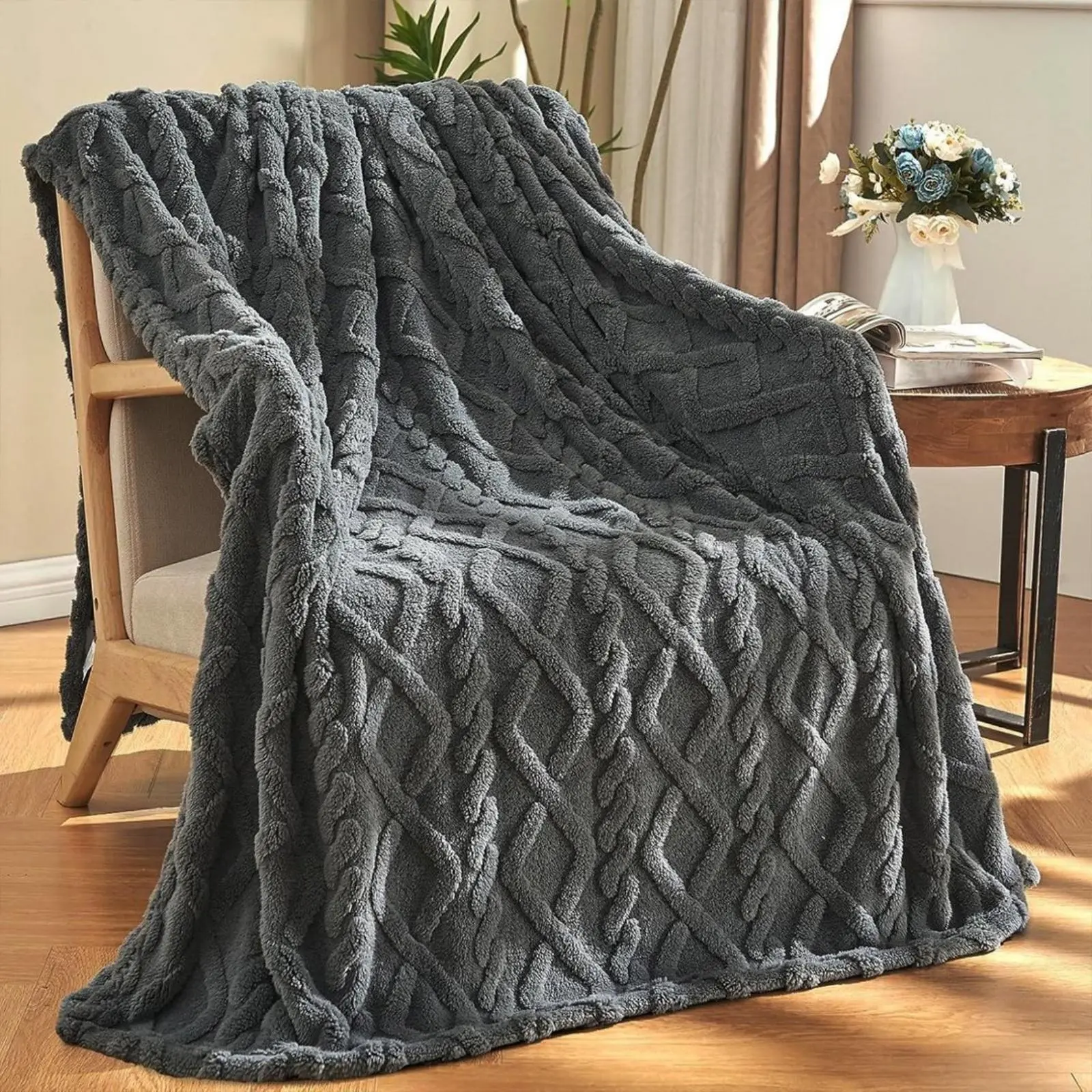 【backtoschool】ROSEKIND Taffeta 3D Diamond Blanket, Non-Pilling, Breathable Blanket , Air Conditioning Naps, Car Use - All-Season Bedding Throw, Bedroom Decor,back to school,back to school shopping,home decor