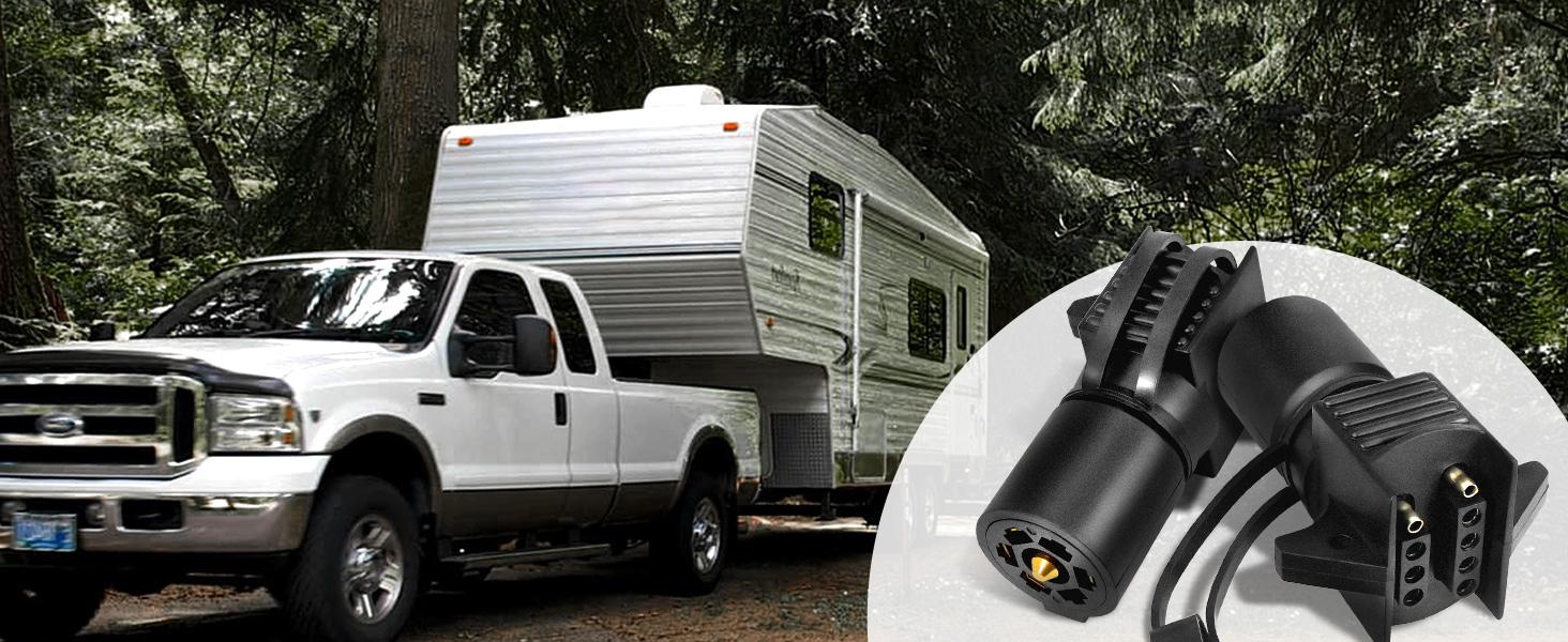 DIBMS 7 Pin to 4 Pin Trailer Adapter, 7 Way to 5 Way Trailer Light Plug, Trailer Connector for Truck RV Utility Tow Hitch Boat, Weatherproof DIBMS 7 Pin to 4 Pin Trailer Adapter, 7 Way to 5 Way Trailer Light Plug, Trailer Connector for Truck RV Utility Tow Hitch Boat, Weatherproof