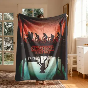 Stranger Things Dual World Cycling Flannel Blanket Large Size Soft Lightweight Warm for Bed Sofa Office Camping Travel Multifunctional
