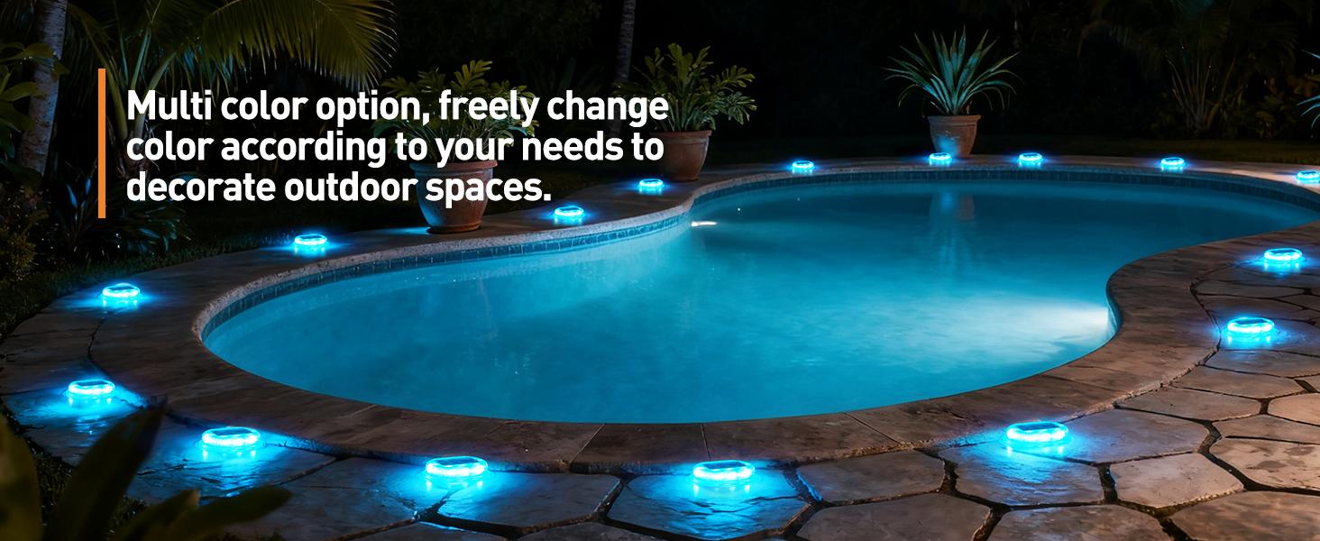 FabStyl Durable Aluminum Solar Driveway Deck Dock Light, 9 RGB Lighting Colors Modes, Ourdoor Waterproof Decorative Light Lamp for Ground, Pathway, Boat Dock, Step, Walkway, Path, Garden, Lane, Yard, Patio