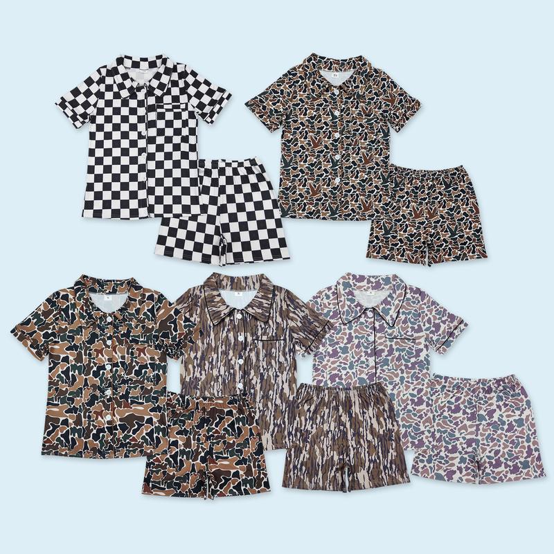 Adult women camouflage short sleeve summer sleepwear pajama set