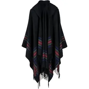 Poncho Capes with Hood Pashmina Cardigans Blanket Shawls with Tassels