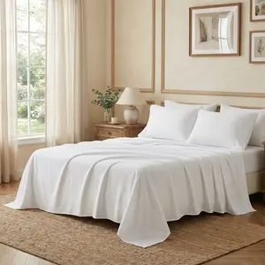 Hotel-Style Solid Color Three-Needle Embroidery 4-Piece Sheet Set Ultra Soft Microfiber Deep Pocket Year-Round Bedding Machine Washable Twin Full Queen King Available bed sheets bed sheet set