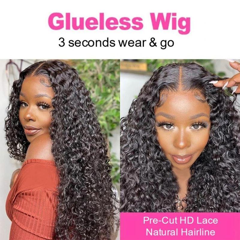 Bling Hair 6x4 Glueless Wigs Human Hair Pre Plucked Pre Cut Deep Water Wave HD Lace Front Wig Human Hair Pre Plucked For Beginners 3 Second To Wear