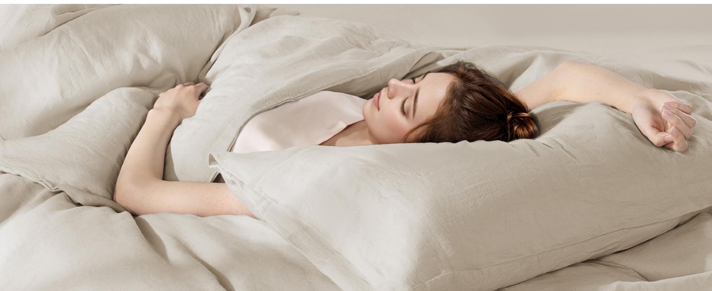 Sonoro Kate Pure French Linen Duvet Cover Set King Size Cooling Bedding for Hot Sleepers Breathable Moisture-Wicking Lightweight Soft Pre-Washed Linen Durable Skin-Friendly Zipper Closure 4 Corner Ties 3-Piece Set