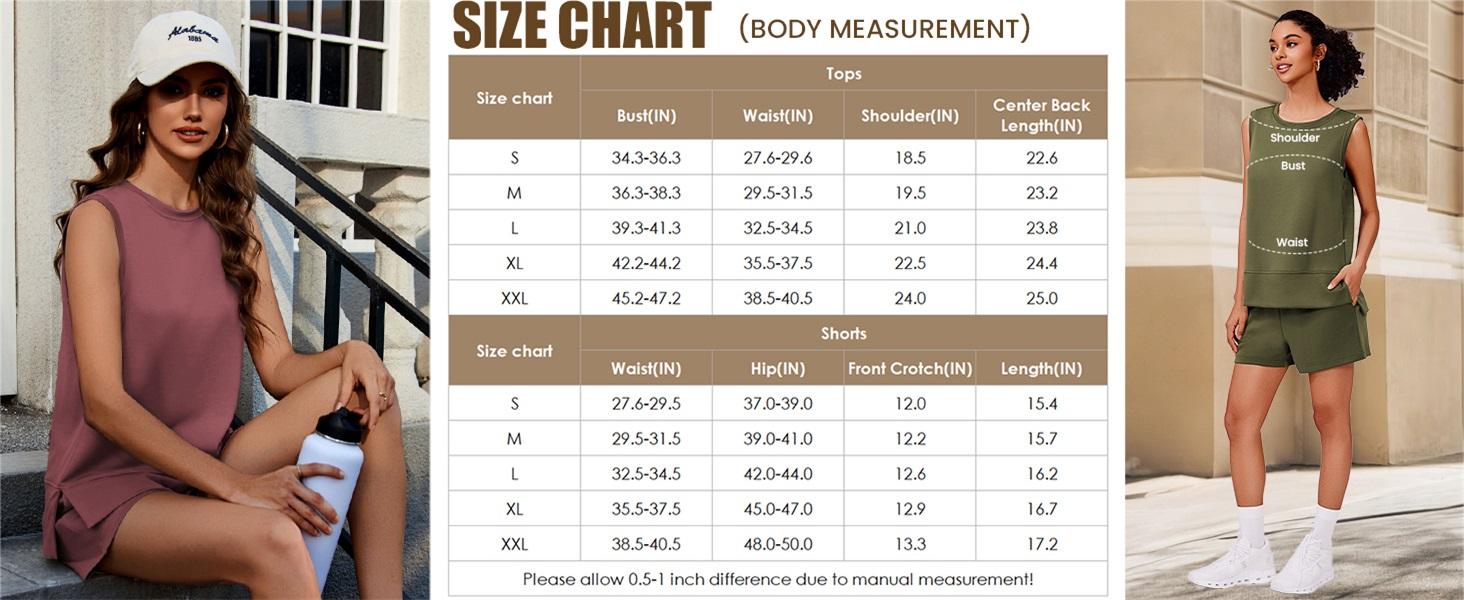 PINSPARK Two Piece Sets for Women Summer Sleeveless Lounge Set Crewneck Tops Sweatsuit Drawstring Shorts Tracksuit Outfits Springtok Pants Clothes Outdoorfun Polo Casual