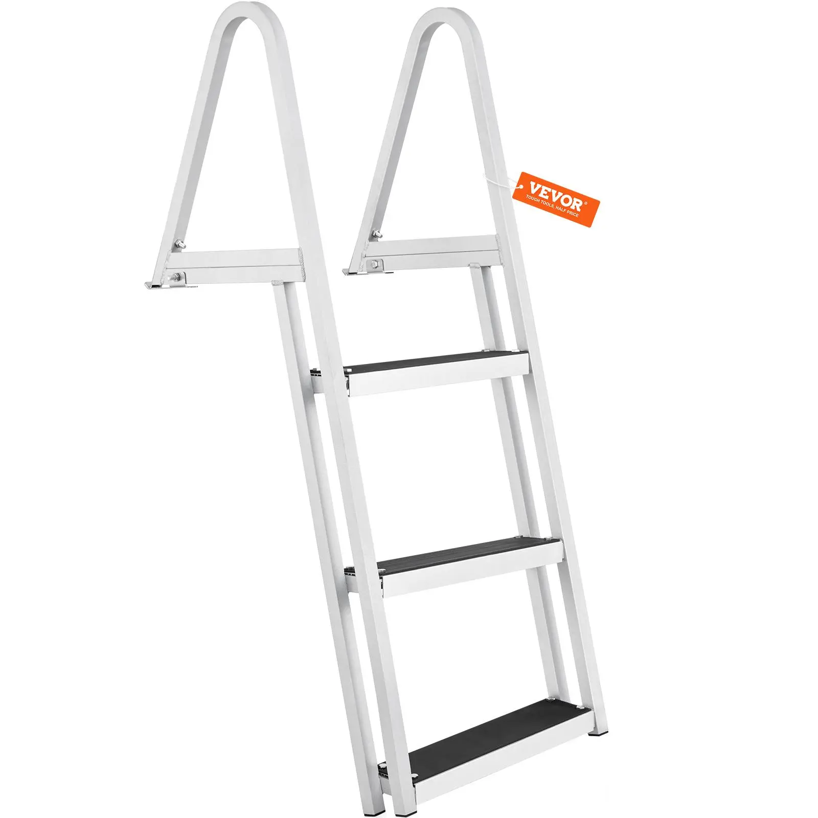 【FathersDayGift】VEVOR Dock Ladder, Removable 3/4/5 Steps, 350/500 lbs Load Capacity, Aluminum Alloy Pontoon Boat Ladder with 4'' Wide Step & Nonslip Rubber Mat, Easy to Install for Ship/Lake/Pool/Marine Boarding