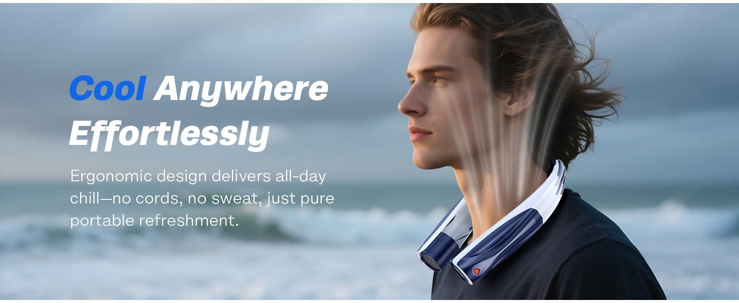 Portable Neck Fan with 6 Powerful Speeds, 6000 mAh Battery Operated,6-20 Hrs Long Battery, USB-C Rechargeable, Ultra Quiet, Hands-Free Personal Cooling for Men Women Outdoor Indoor