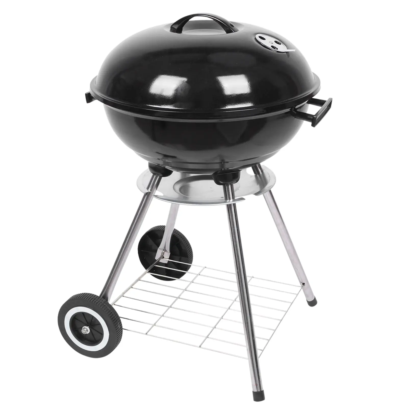 18 Inch Charcoal Grill, Galvanized Steel Kettle BBQ for Outdoor Cooking BBQ Camping, Portable with Wheels, Enamel Lid, and Ash Catcher, White, Charcoal Grills Bbq, Camping Gear
