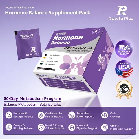 RevitaPlus Balance Pack Women’s Hormone Balance Supplement | Soy Isoflavone, CQ10, Cinnamon Extract, Tea Polyphenols | Energy, Metabolism & Monthly Comfort Support | 30-Day Wellness Pack