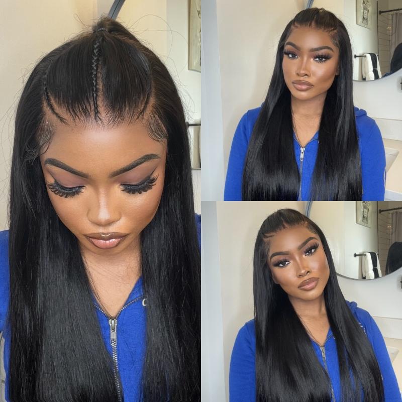 【Annual Clearance】Alipearl Hair Pre Braided Wig Stylist Pre Cut Ready To Go Glueless Straight 13x4 Lace Human Hair Lace Frontal Wig NovaTopFinds FallFreshness