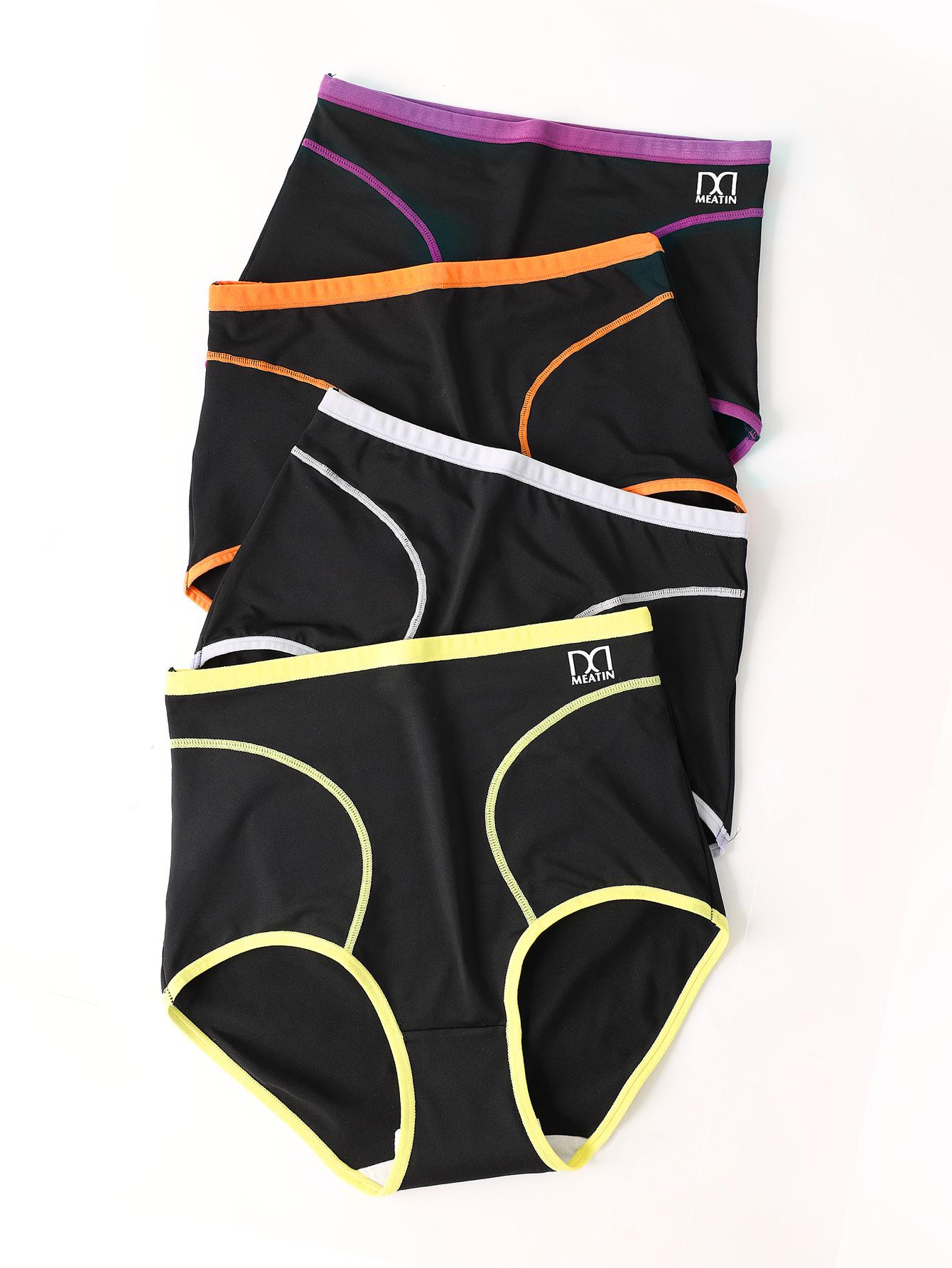 QUASTI 4/8pcs Comfy Chic Colorblock Briefs - Panties with Soft Fabric, Soft Intimates for Women's Lingerie & Underwear - Everyday Basic Essential for Comfort and Confidence