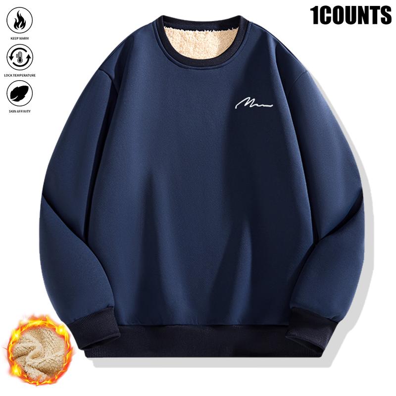 Men's Fleece Crewneck Sweatshirt Pack - Warm & Cozy Casual Sportswear for Fall/Winter - Available in Various Colors - Knit Fabric for Comfortable Softness - Suitable for Outdoor Activities like Hiking, Climbing, Fitness, etc.