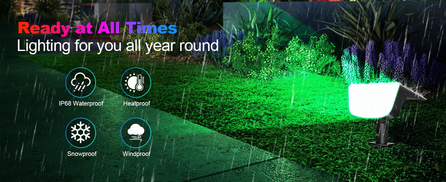 Upgrade RGB Landscape Spotlights,Christmas Solar Outdoor Lights with RGB Cycle Color Changing/Warm White/6 Fixed Color,Brighter with Light-gathering Concave Lens,Auto ON/OFF & Waterproof for Walkway Backyard Patio Yard Garden Halloween Accent Lightingng