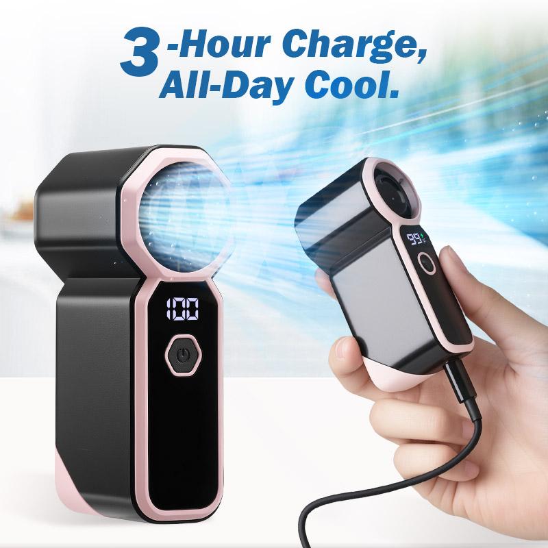 JOYTUTUS 2026 Handheld Mini Fan, 4 Wind Power USB Rechargeable Portable Fan [6-18 Working Hours] with Pocket Design 89g, Handheld Neck Desk Use, Small Personal Cooling Travel/Summer/Concerts Essentials, Valentines Day Gifts for Her, Women Men Kids