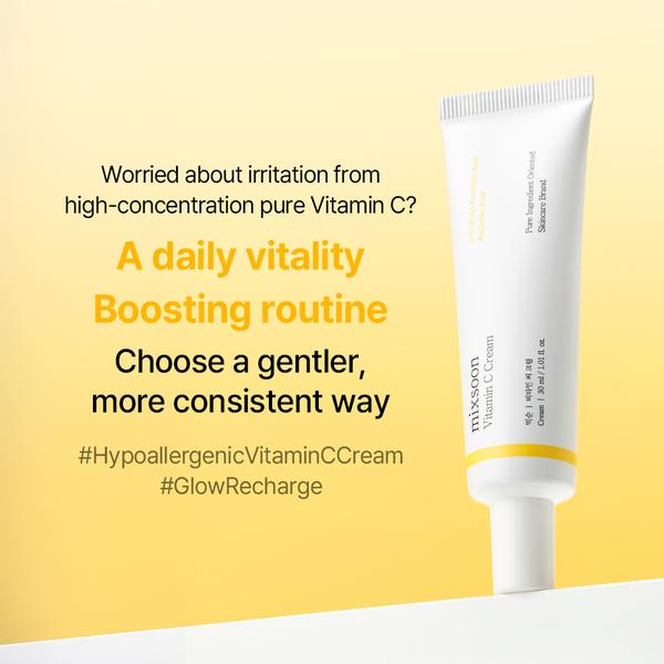 [NEW] Vitamin C Cream 1.01 Fl. Oz. / 30ml Lightweight Radiance Non-Sticky Low-Irritation Cream for Sensitive skin Korean Glass Skin Care
