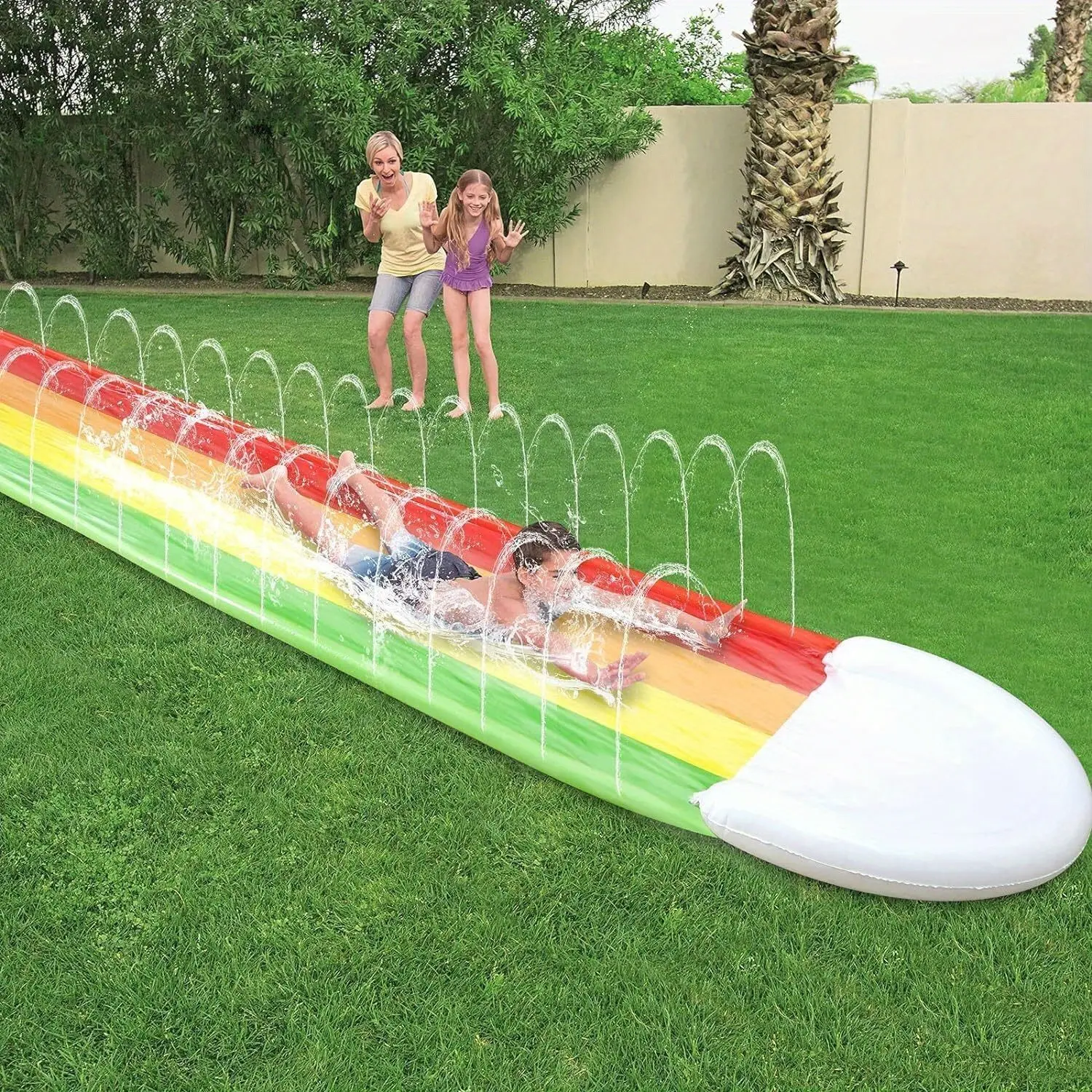Water Grass Slide for Backyard, Birthday Party, Pool Use, Durable Outdoor Slide, Non-Toxic Gradient Colors, Summer Fun for Kids & Adults, Inflatable Water Slide, Inflatable Waterslide