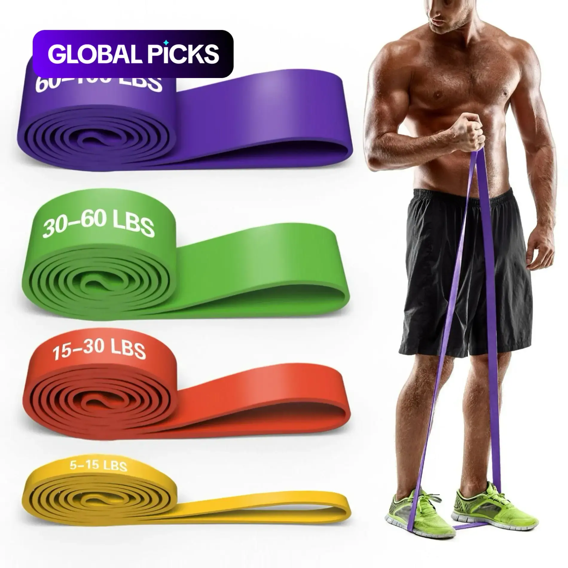 4-Level Resistance Bands Set, Durable Elastic Workout Bands, Working Out Equipment, Workout Equipment For Full Body Muscle Training, Home & Gym Workout, Leg & Arm Exercise, Physical Therapy, Beginner-Friendly For Yoga & Strength Training #GLOBAL PICKS