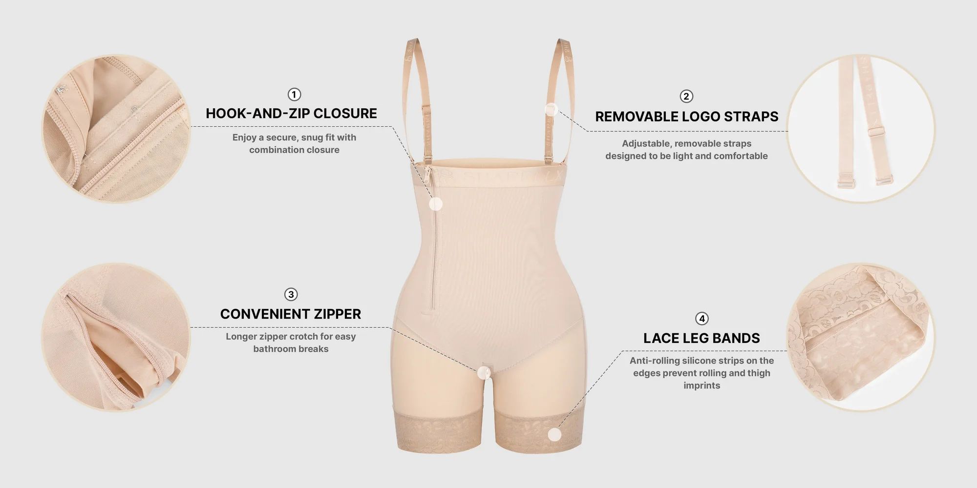 Shapellx AirSlim Postpartum Side Zipper Support Shorts Shapewear Leg Womenswear