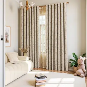 2 piece of curtain with magpie pattern, insulated, soundproof, thickened, cold-resistant, American Vintage Printed Blackout Curtains, Atmospheric Sheer Curtain Set for Living Room & Bedroom