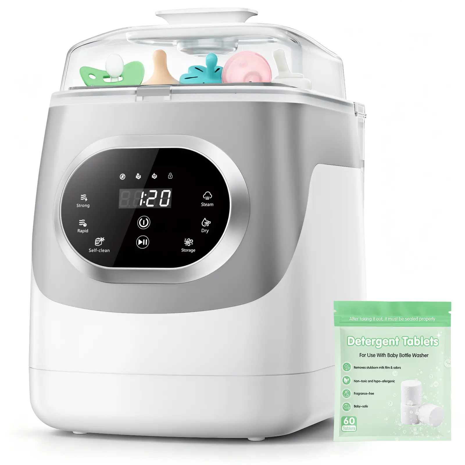 Baby Bottle Washer,Sterilizer And Dryer,Effortless All-in-One Cleaning Mashine,Large Capacity for Bottles,Pump Parts & Baby Essentials, Free Your Hands And Save Time