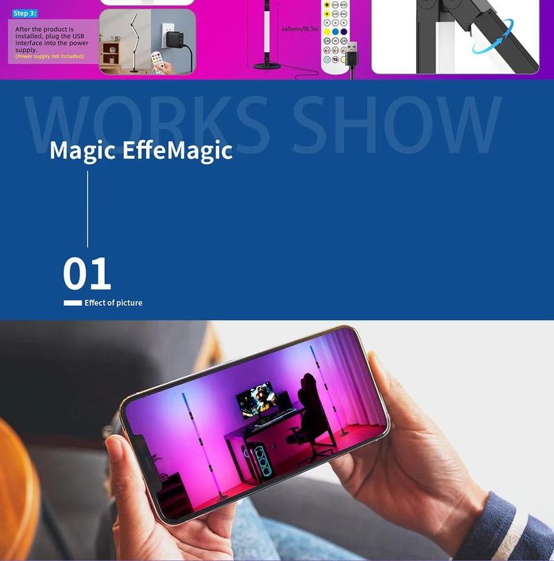 The NEXillumi Smart RGB Floor Lamp supports app and remote control, features a foldable design for DIY customization, a 360° rotating light tube, and music-synchronized timer settings. Suitable for bedrooms, living rooms, home décor, and as a gift. The NEXillumi Smart RGB Floor Lamp supports app and remote control, features a foldable design for DIY customization, a 360° rotating light tube, and music-synchronized timer settings. Suitable for bedrooms, living rooms, home décor, and as a gift.