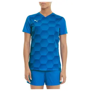 PUMA Womens Teamfinal 21 Graphic V Neck Short Sleeve Jersey Casual - Blue