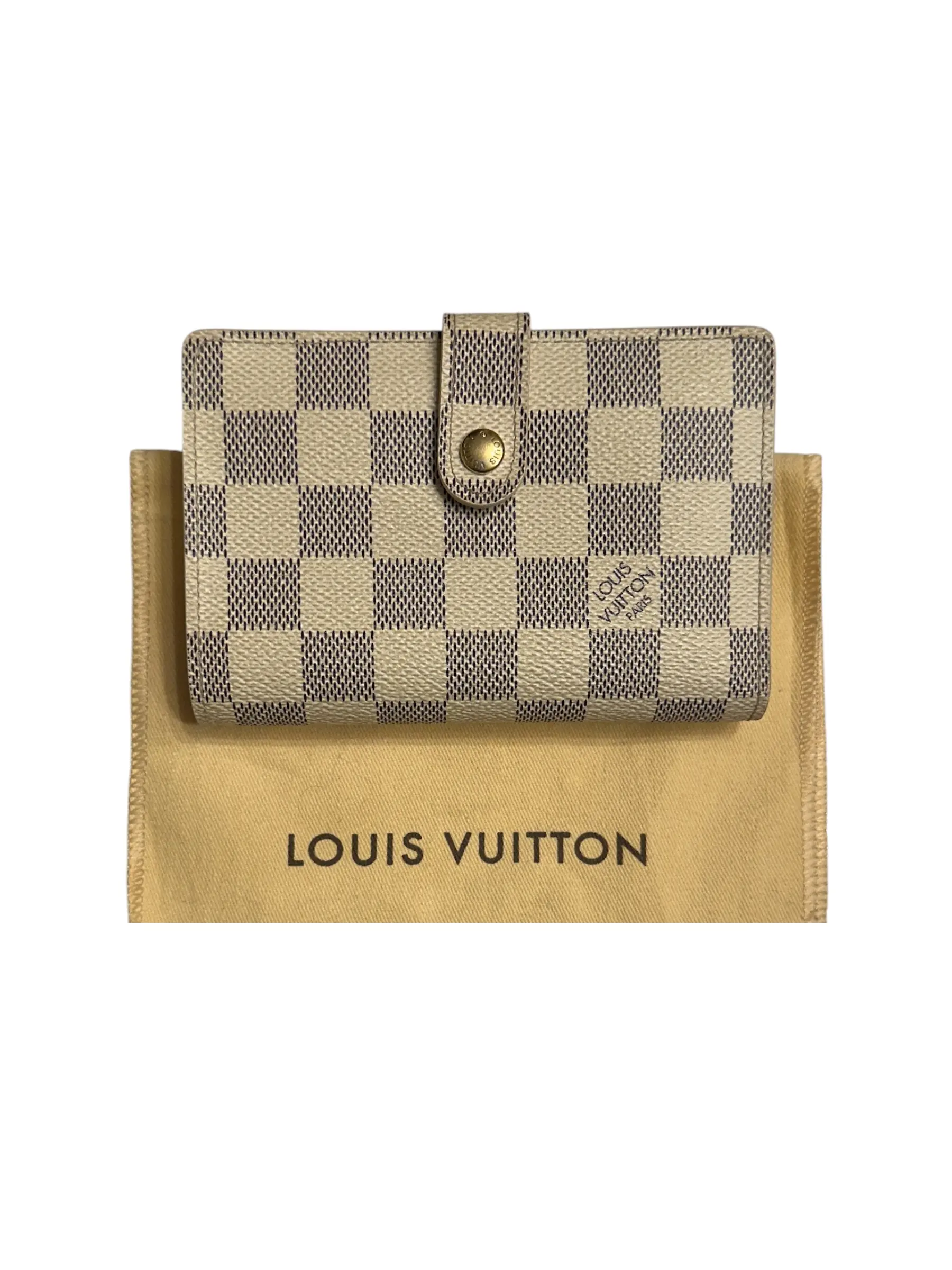 Pre-owned Louis Vuitton Leather Small leather goods Damier Azur Kisslock Wallet with Dustbag