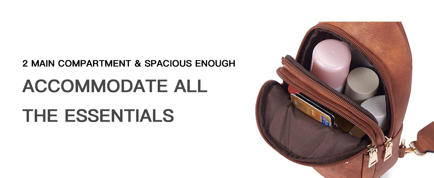 Telena Sling Bag for Women Crossbody Fanny Packs for Women Leather Sling Chest Bag with Adjustable Strap Sling Purse