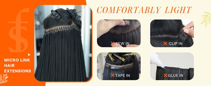 Full Shine Micro Hair Extensions 50 Gram 1g/s Microloop Human Hair Extensions Natural Straight Heat Resistant Seamless Blend Comfortable Lightweight 14inch-24inch 1g/s 50g/50s TikTokShopBlackFriday