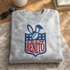 Bad Benito Bowl Bunny Embroidered Sweatshirt, Distressed Retro Puerto Rico Fan Merch