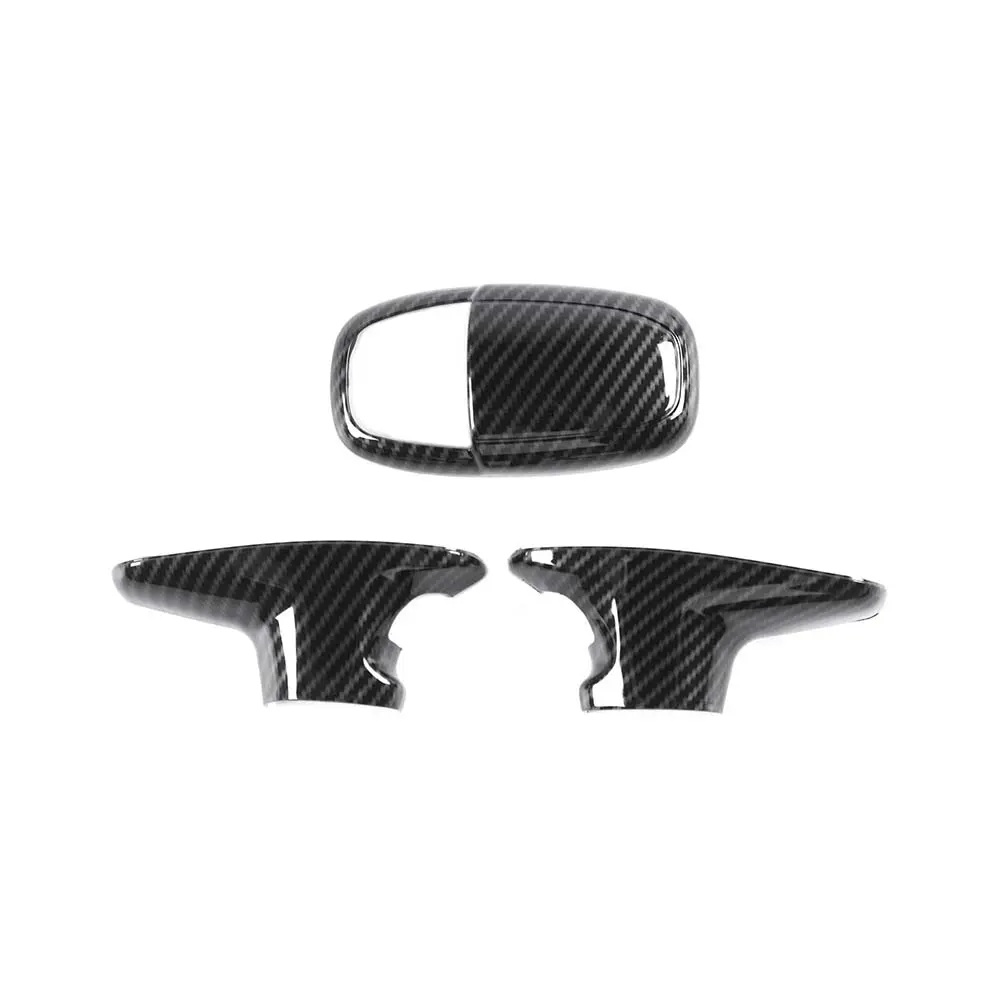 Self-Adhesive Carbon Fiber Style Gear Shift Knob Head Cover Trim - 3 Items per Set Durable ABS Automotive Interior Kit, Cars Accessories for Car, Auto Accessories Interior for 2015+ Dodge Challenger/Charger, 2018+ Durango (Easy-Install Father's Day Gift),