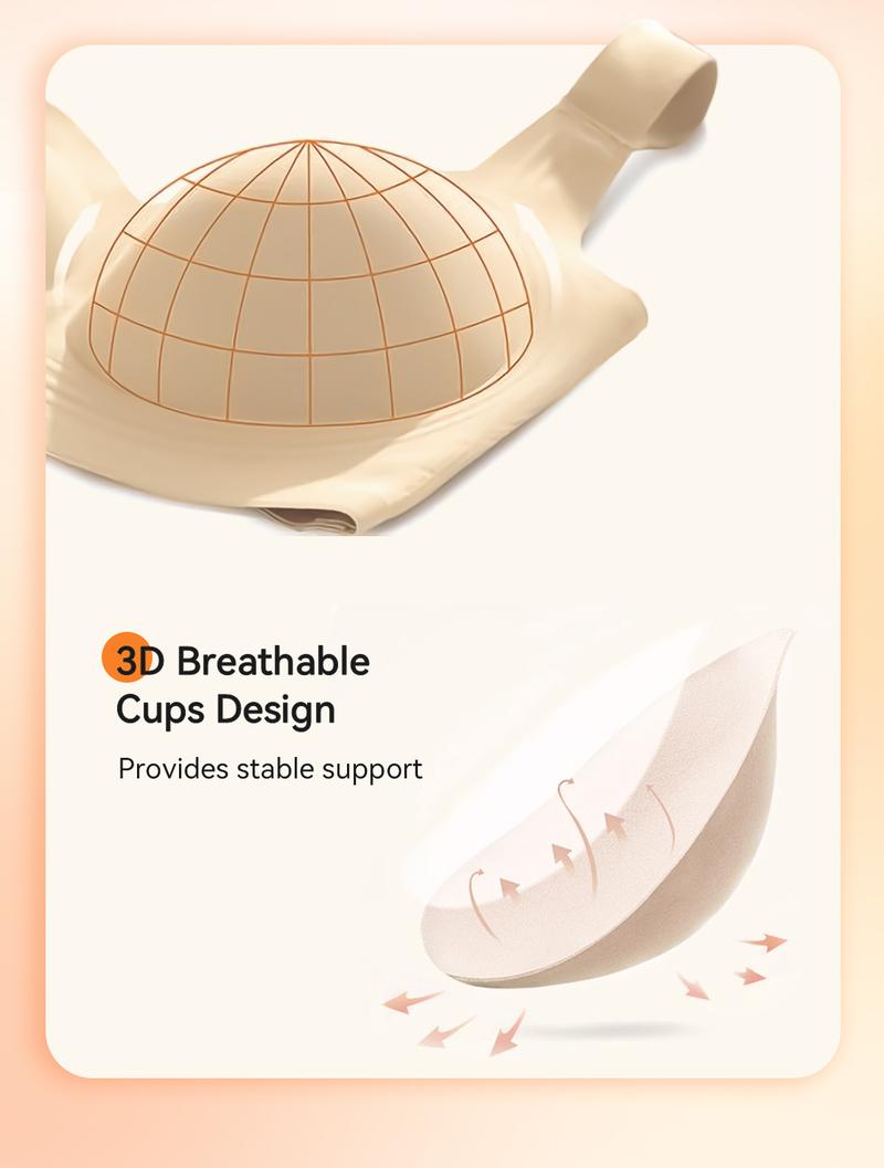 rosyclo Women's Wireless Push Up Bra Plus Size No Underwire Deep V Bras for Women Full Coverage Back Smoothing Sports Bra with 4-Layer Jelly Strips Support and Lift All Seasons Seamless Activewear Yoga Workout Activewear