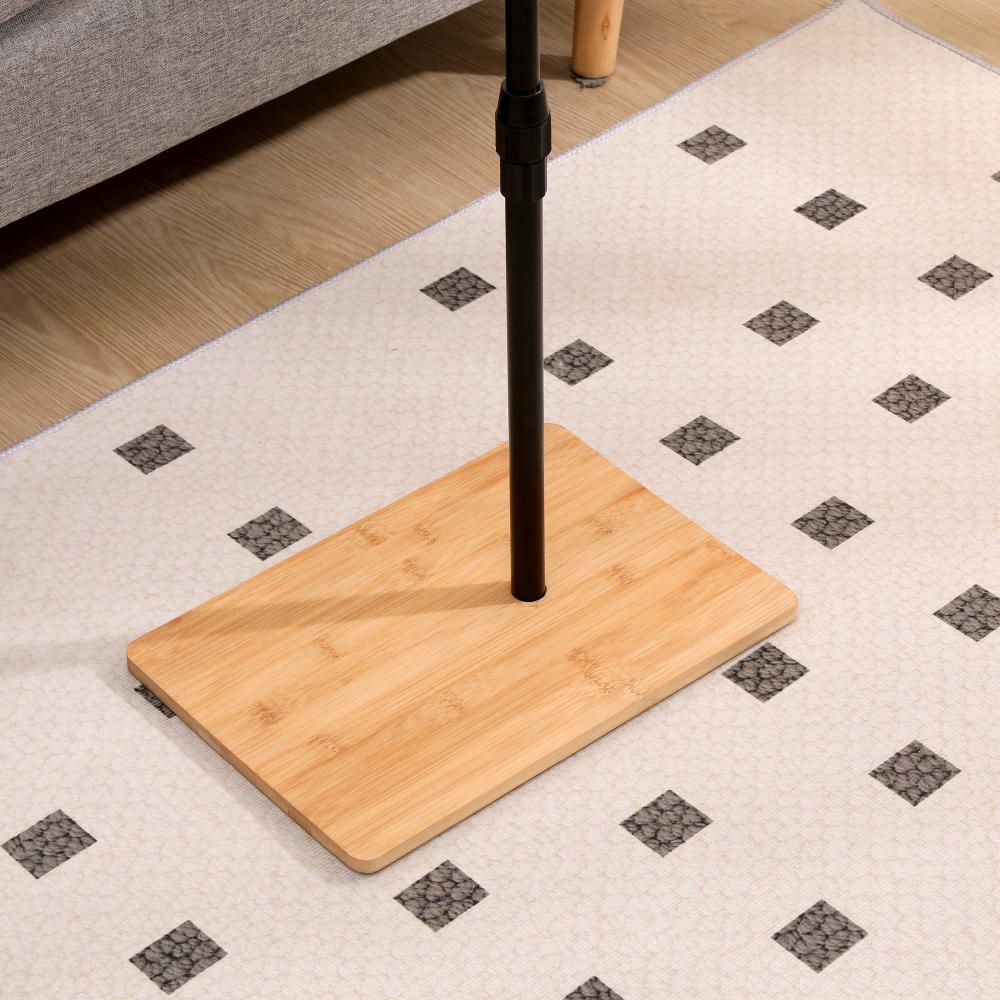 Couch Tray Table Bamboo Height Adjustable Side Table for Sofa C-shaped Oval End Tables with Slots for Bed & Chairs in Living Room & Bedroom