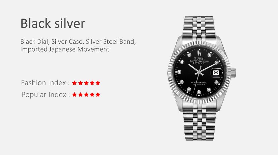 BUREI Men's Luxury Automatic Watch Two Tones Stainless Steel Dress Wrist Watches Self-Winding