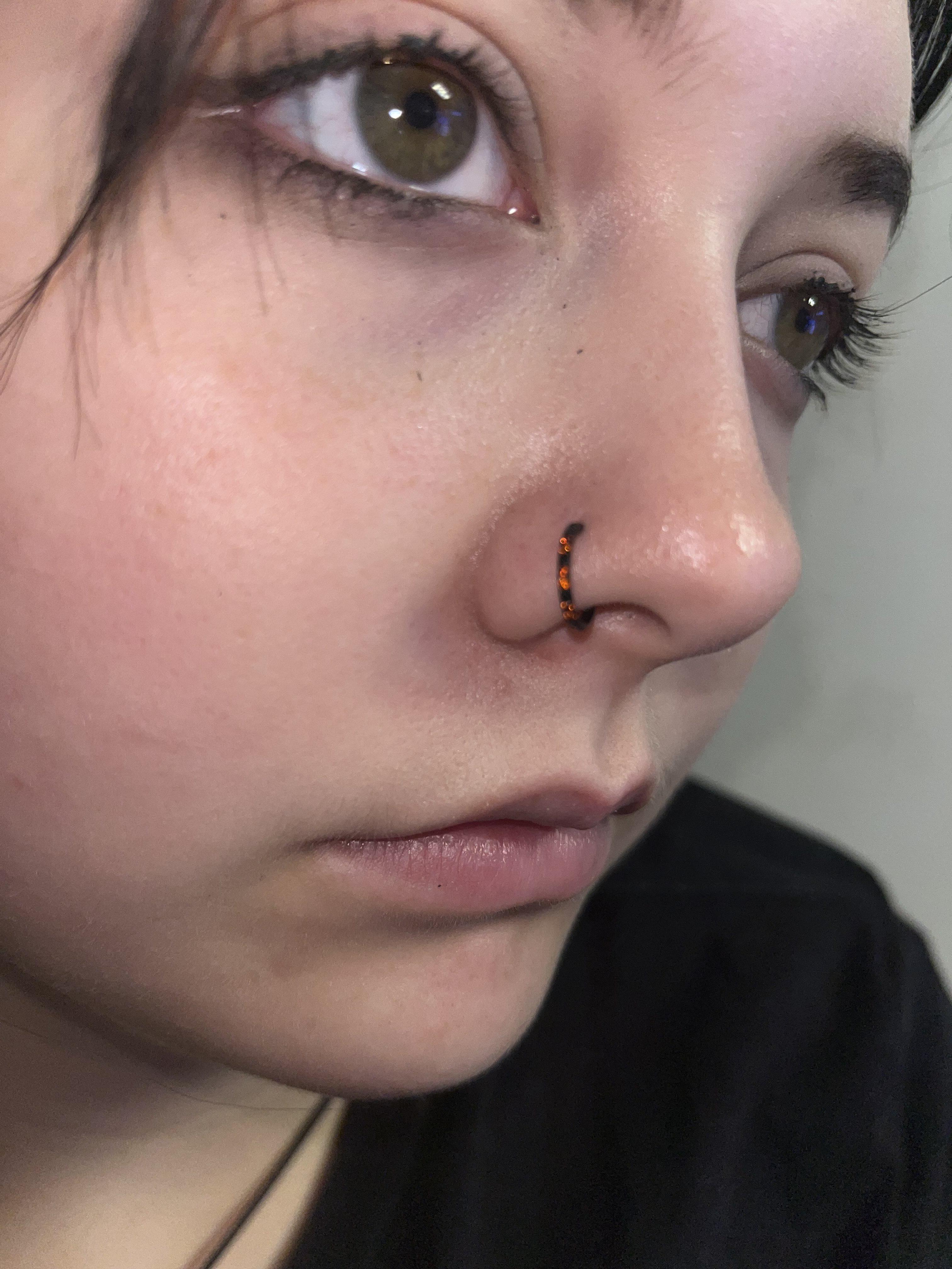 OUFER 20G Micro Gem CZ Hinged Nose Nostril Piercing Hoop Ring 316L Stainless Steel Body Jewelry Black Purple Pink Green Blue Inner Diameter 5mm-12mm Artificial Zircon