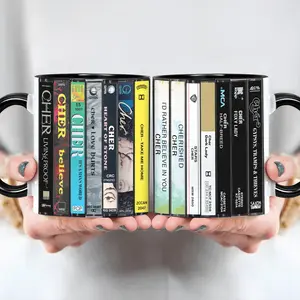 [Sale Up To 35%] Cher Albums Cassette Retro Music Accent Mug, Iconic Pop Disco Coffee Mug, Legendary Diva Album Mug for Fans