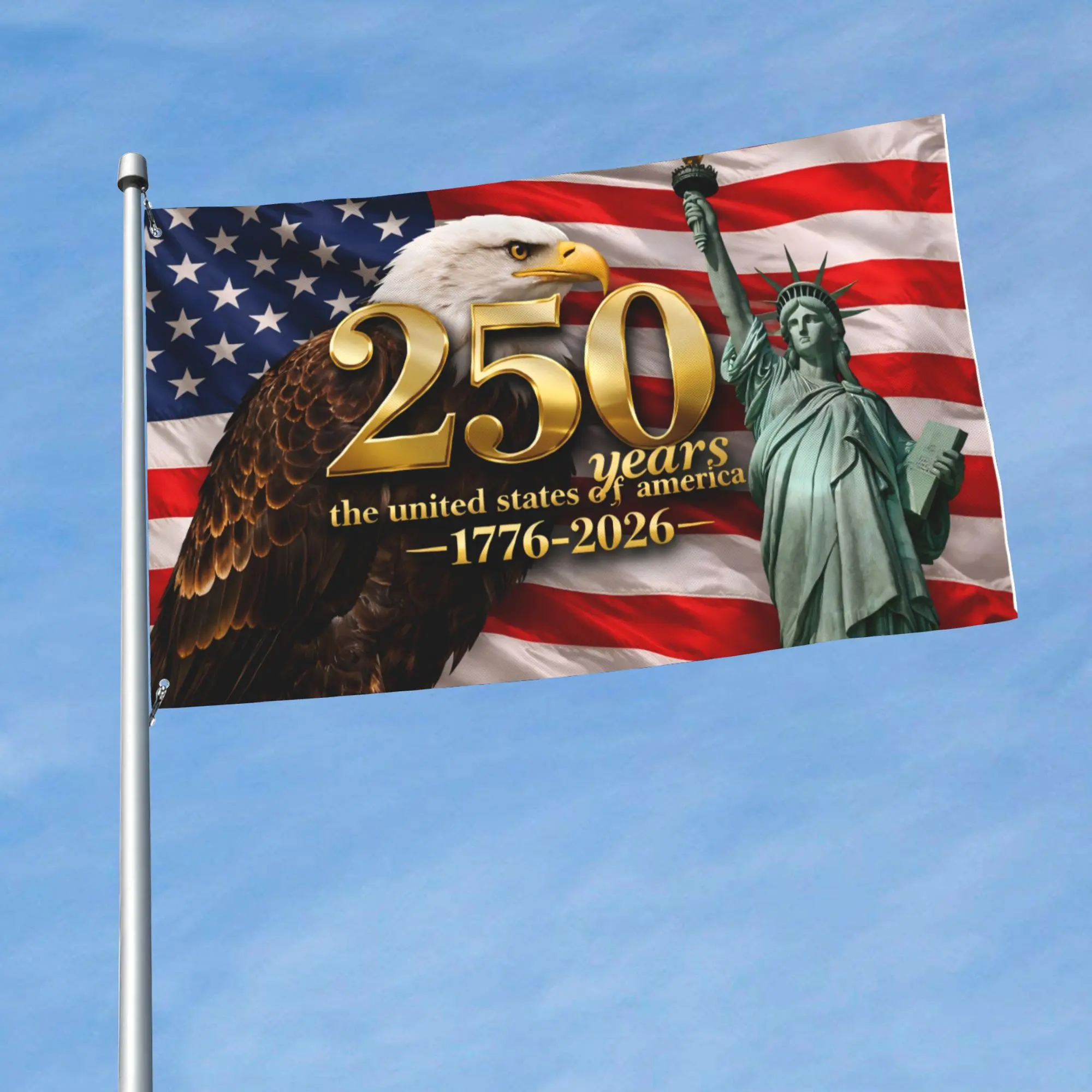 United States 250th Anniversary Flag 1776-2026 Patriotic Eagle Banner, American Stars and Stripes Outdoor Decor for Gardens, Patios, and Porches, Independence Day Party Supplies garden  decor，SummerVibes,SummerWins,DealsForYouDays