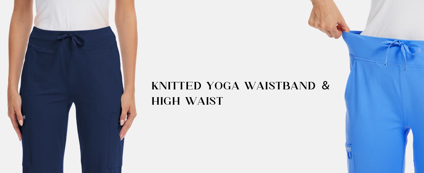 Kecols Yoga Scrub Pants Women High-Rise Straight Leg Uniform Cargo Bottom with Yoga Waistband,5 Pockets&4-Way Stretch SpringStatements