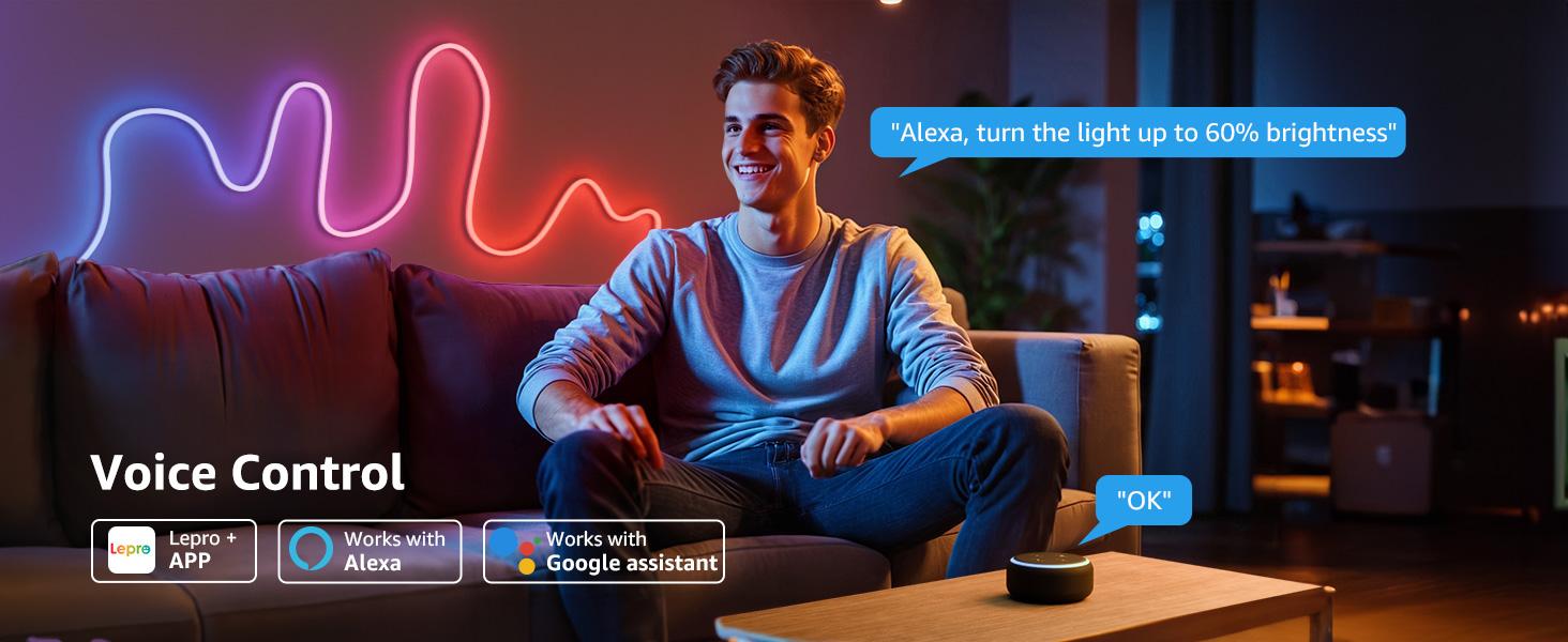 Lepro N1 AI Smart RGB Neon Rope Lights, Featuring LLM AI-Generated Lighting Effects, LightBeats Music Sync, Color Segment DIY Voice Control via App, Wi-Fi & Bluetooth Enabled for Christmas, Living Room and Bedroom Wall Decor -1
