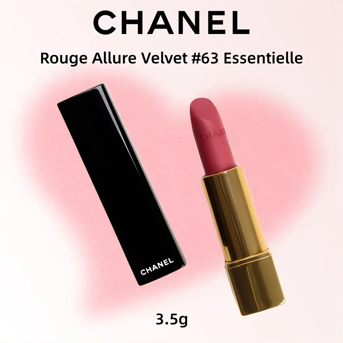 Chanel Rouge Allure Velvet #63 Essentielle 3.5g Lipstick in Rich Pink Shade